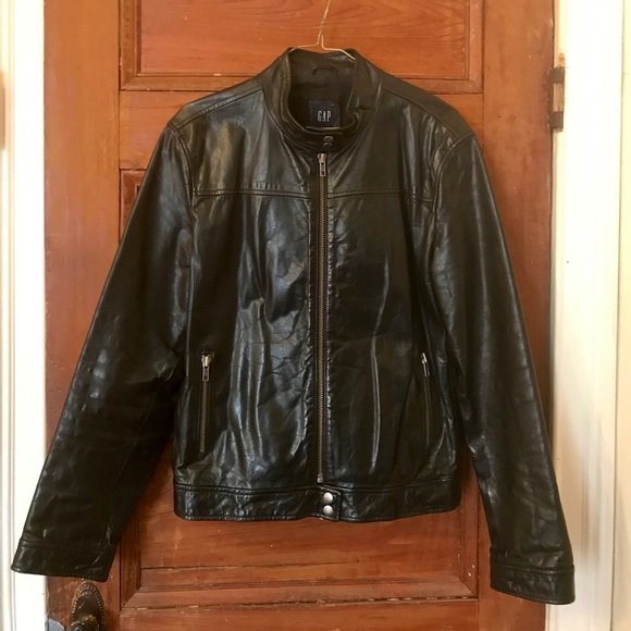 GAP Jackets & Blazers - GAP- Leather Motorcycle Jacket Black Size XL